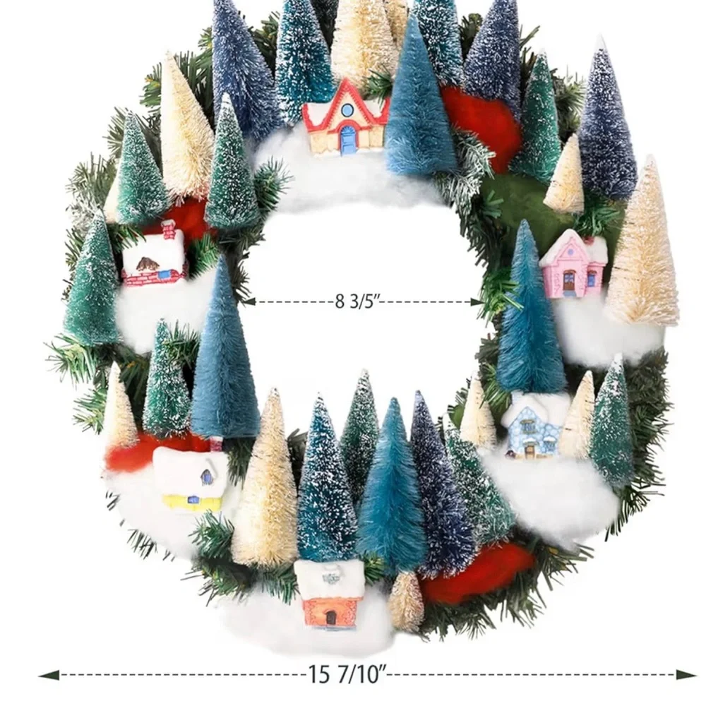🎄 16 inch Christmas Village Bottlebrush Tree Wreath
